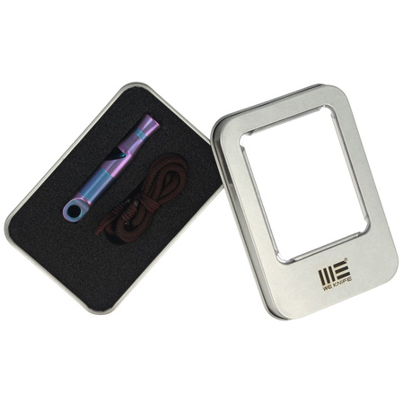 We Knife Whistle Purple Titanium with Brown Paracord (A-05AP)