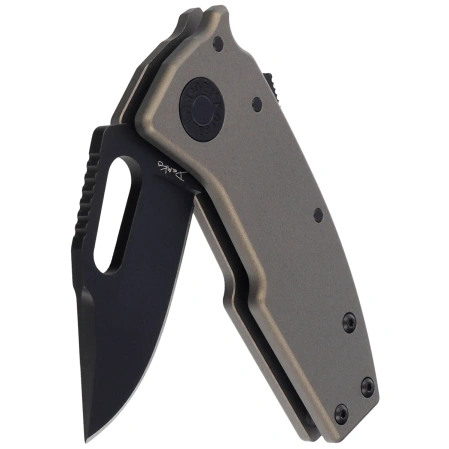 Demko Nano-Shark Stealth CP Knife Artillery Grey Aluminum, Black DLC CPM 20CV by Andrew Demko (NANO-20CV-Artillery Grey ALUM-CP)