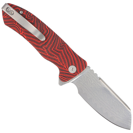 Kubey Creon Knife Red/Black G10, Damascus (KU336B)