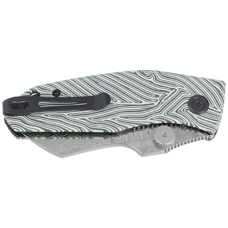 Kubey Knife Monsterdog White/Green G10, Damascus by Dmitry Osarenko (KU337E)