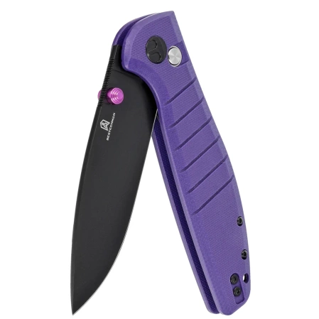 Bestechman Knife Goodboy Purple G10, Black DLC D2 by Keanu Alfaro (BMK04F)