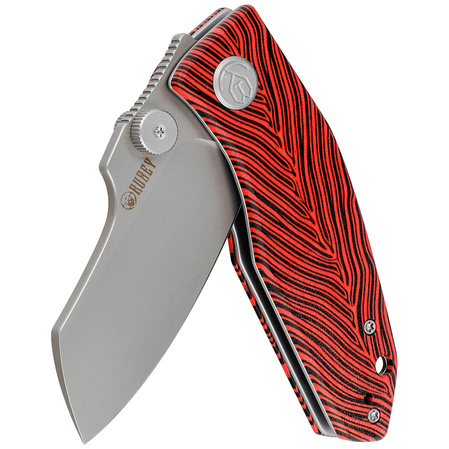 Kubey Knife Monsterdog Black/Red G10, Bead Blasted N690 by Dmitry Osarenko (KU337F)