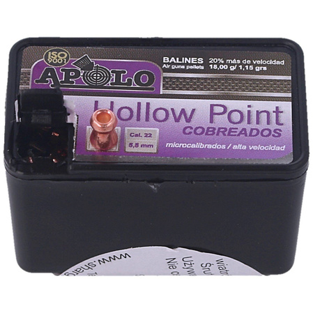Apolo Hollow Point Copper AirGun Pellets .22/5.5 mm, 200 pcs 1.15g/18.0gr (19991)