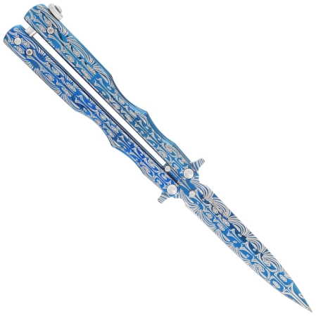 Nóż składany motylek Martinez Albainox RainBlue Balisong Blue Printed Steel, Blue Printed 3Cr13Mov (02140)