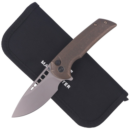 WE Knife Mini Malice Bronze Titanium, Silver Bead Blasted CPM 20CV by Ferrum Forge (WE054BL-4)