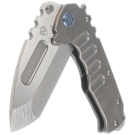 Medford Praetorian T Tanto Tumbled Titanium, Blue HW/Clip, Tumbled S45VN by Greg Medford (MK0124TT-01TM-T2C2-BN)