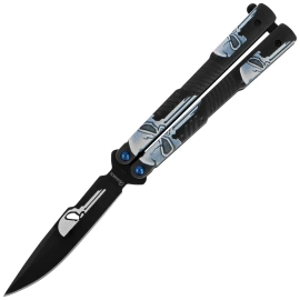 Nóż składany motylek Martinez Albainox Balisong Skulls Black Aluminium, Black 3Cr13Mov (02201)