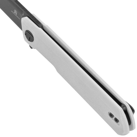 Bestechman Dundee Sheepfoot Knife White G10, Grey PVD D2 by Ostap Hel (BMK09D)