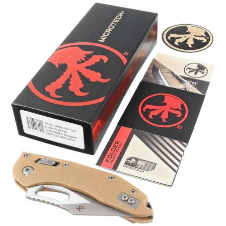 Nóż składany Microtech Stitch Ram-Lok S/E Tan Fluted G10, Apocalyptic M390MK by Borka Blades and Tony Marfione (169RL-10APFLGTTA)
