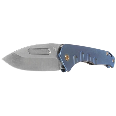 Medford Praetorian Slim D/P Knife, Blue Titanium, Bronze HW/Clip, Tumbled S45VN by Greg Medford (MK2084TD-37A2-T1C1-Q4)
