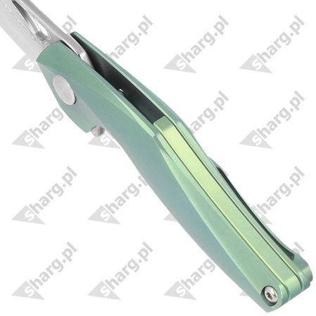 Nóż na szyję Bestech The Reticulan Green Titanium, Damascus by Elijah Isham (BT1810I)