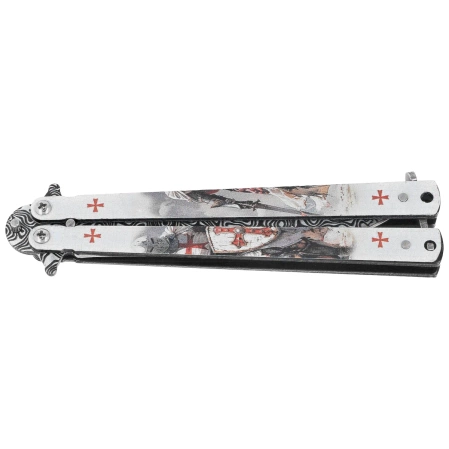 Nóż motylek Martinez Albainox Balisong White Templar 3D Design Steel, 3D Design 3Cr13Mov (02268)