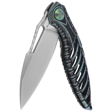 Nóż składany RikeKnife Thor6 Black / Green Titanium, Satin M390 (RK Thor6-M-BG))