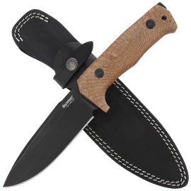 LionSteel Tactical Knife Natural Canvas Micarta, Black Stonewashed Niolox by Molletta (T5B CVN)