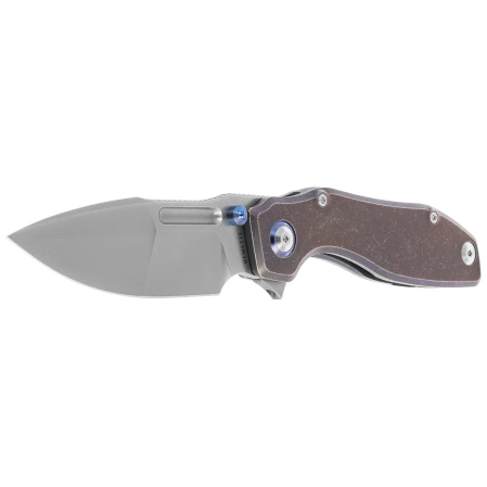 Remette TwoFace Knife Blue Stonewashed Titanium, Fine Grinding Pearlescent M390 (DSTF-B)