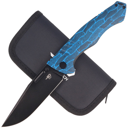 Bestech Keen II Black-Blue G10 / Titanium, Black Stonewashed CPM S35VN by Koens Craft knife (BT2301D)