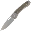 LionSteel Twain Gray Titanium / Green Canvas Micarta, Satin MagnaCut by Gianni Pauletta (TW GY CVG)