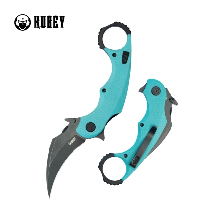 Nóż składany Kubey Rogue Pikal Light Blue G10, Blackwashed 14C28N by MUZI Design (KU298D)