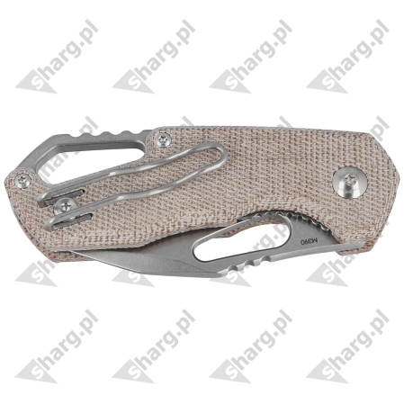 MKM Isonzo Clip Point Knife Natural Canvas Micarta, Stonewashed M390 by Jesper Voxnæs (MK FX03M-3NC)