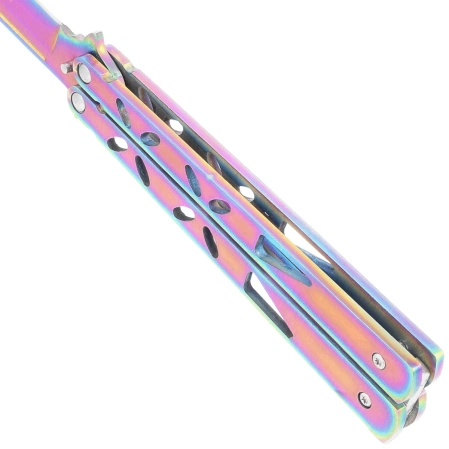 Third Decor Habitat Balisong Rainbow Stainless Steel, Rainbow 420 Butterfly Knife (K2450)