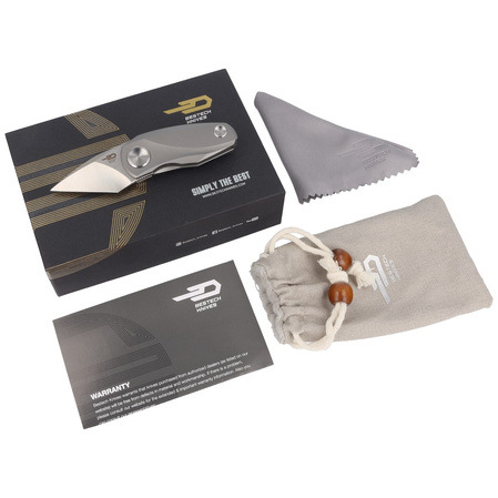 Bestech Tulip Frame Lock Knife Grey Titanium, Stonewashed / Satin M390 by Ostap Hel (BT1913A)