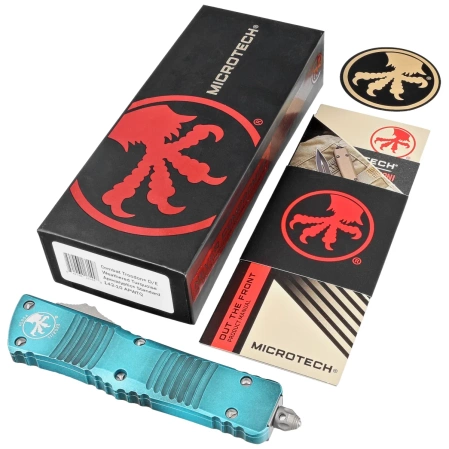 Nóż automatyczny OTF Microtech Combat Troodon D/E Weathered Turquoise Aluminium, Apocalyptic M390 by Tony Marfione (142-10APWTQ)