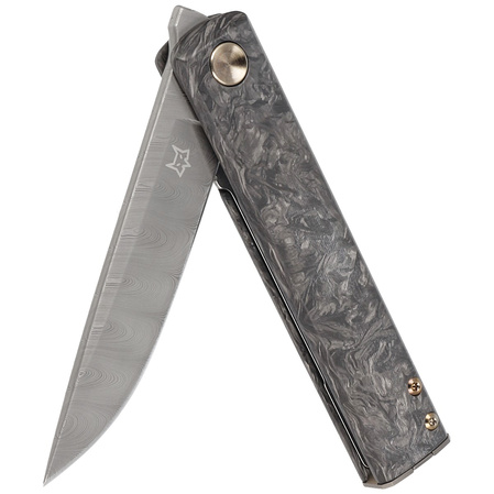 FOX Knife Chnops Marble Carbon Fiber, Damasteel DS93X Gysinge by Riccardo Gobbato (FX-543 DCF)