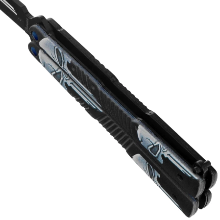 Martinez Albainox Balisong Skulls Knife Black Aluminum, Black 3Cr13Mov (02201)
