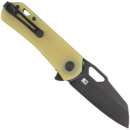 Kubey Knife Duroc Translucent Yellow G10, Black Stonewashed AUS-10 by Colin Maisonpierre (KU332H)