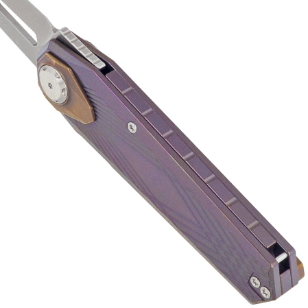 Remette RT-Infinite Power Knife Grilled Blue Titanium, Hand Grinding Pearlescent M390 (RTIP-G)