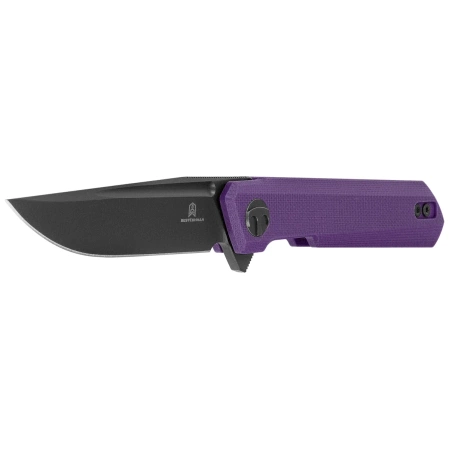 Bestechman Mini Dundee DD Knife Purple G10, Black PVD D2 by Ostap Hel (BMK08D)
