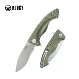 Nóż składany Kubey Timberwolf KU208F Green G10, Stonewashed 14C28N