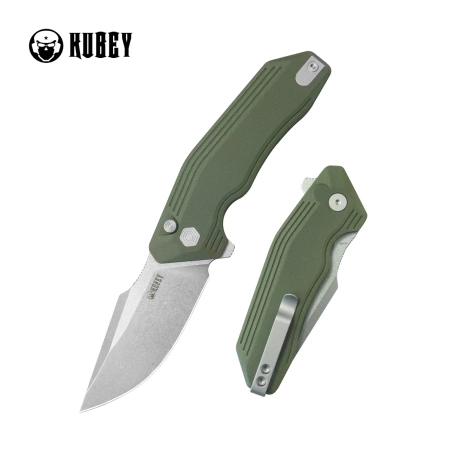 Nóż składany Kubey Basilisk Green G10, Stonewashed 14C28N by Damned Designs (KU391B)