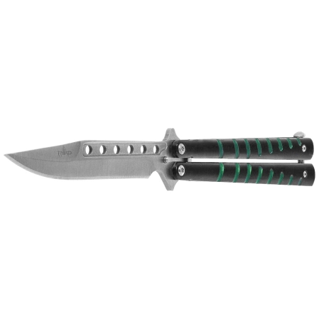 Nóż motylkowy Third Decor Habitat Balisong Black/Green Stainless Steel, Satin (16071V)
