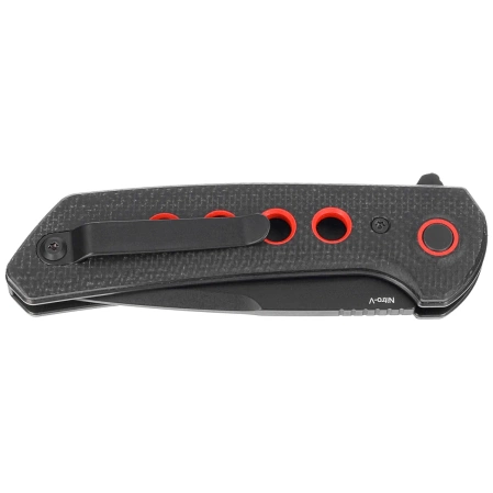 Reate PL-XF-12 Knife Black Micarta/Red G10 Inlay, Black PVD Nitro-V