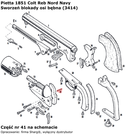 Sworzeń blokady osi bębna Pietta 1851 Navy, 1860 Army, 1861 Navy, Starr (3414)
