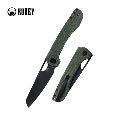 Nóż składany Kubey Elang Green Micarta, Blackwashed AUS-10 by Sebastian Irawan (KU365F)