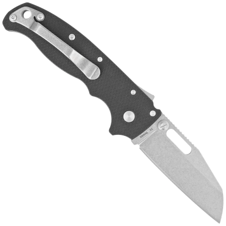 Demko AD20.5 Shark Foot Knife Black Peel Ply G10, Stonewashed D2 by Andrew Demko (205-D2-BLKPPG10-SF)