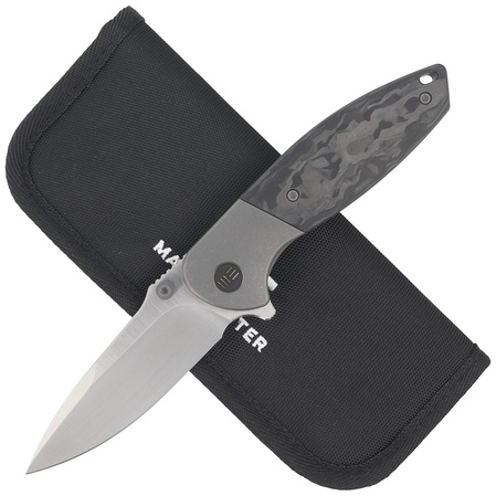WE Knife Nitro Mini Gray Titanium / Marble Carbon Fiber, Satin CPM 20CV by Peter Carey (WE22015-1)
