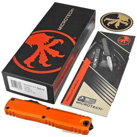 Microtech Ultratech Gen IV D/E OTF Knife Orange Aluminum, Black M390MK by Tony Marfione (11224-1OR)