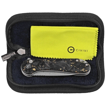 Civivi Button Lock Elementum II Knife Shredded Carbon Fiber/Golden Shred, Damascus (C18062P-10)