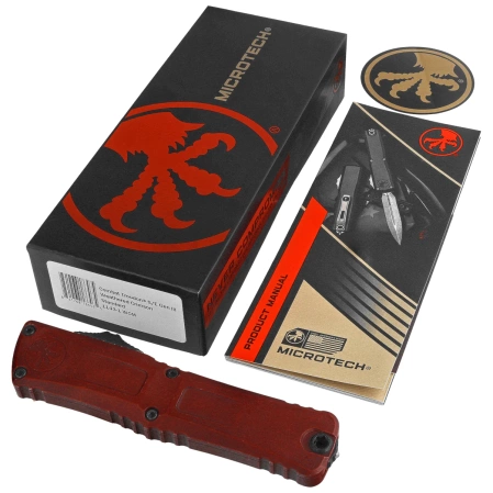 Microtech Combat Troodon Gen III S/E Knife Cerakote Weathered Crimson Aluminum, Cerakote Weathered Crimson M390MK by Tony Marfione (1143-1WCM)