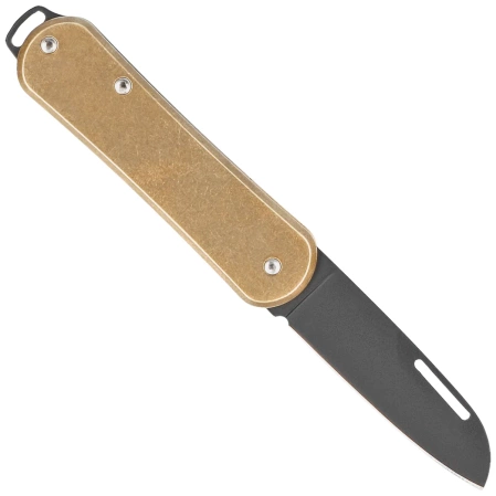 Fox Vulpis Brass, Black Top Shield M390 Pocket Knife (FX-VP108 OTB)