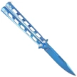 Third Decor Habitat Balisong Blue Titanium Stainless Steel, Blue Titanium Butterfly Knife (10967A)