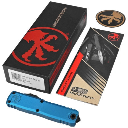 Nóż automatyczny OTF Microtech UTX-85 Gen IV D/E Blue Aluminium, Black M390MK by Tony Marfione (12324-1BL)