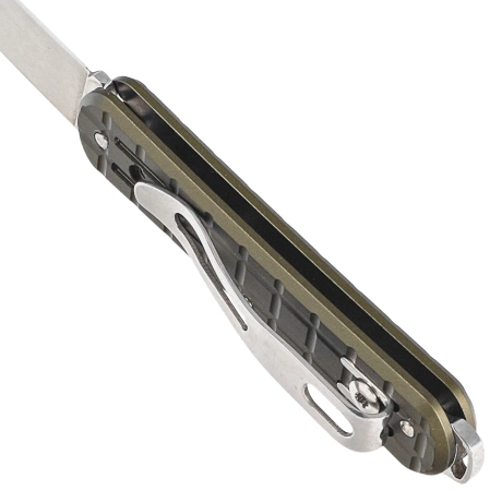 Scyzoryk Fox Vulpis Grenade Pattern Military Green Aluminium, Polished N690Co (FX-VPGP130 MG)