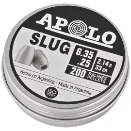 Apolo Slug 33 AirGun Pellets .25/6.35 mm, 200 pcs 2.14g/33.0gr (19303)