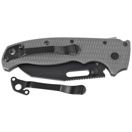 Demko AD20.5 Shark Foot Knife Grey Grivory, Black DLC D2 by Andrew Demko (205-D2-SF-DLC)