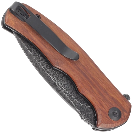 Civivi Mini Praxis Knife Guibourtia Wood, Black Hand Rubbed Damascus (C18026C-DS1)