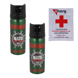 Zestaw 2x Gaz pieprzowy Sharg Nato Defence Gel 2mln Cone 50ml + chusteczka dekontaminacyjna (41050-C)